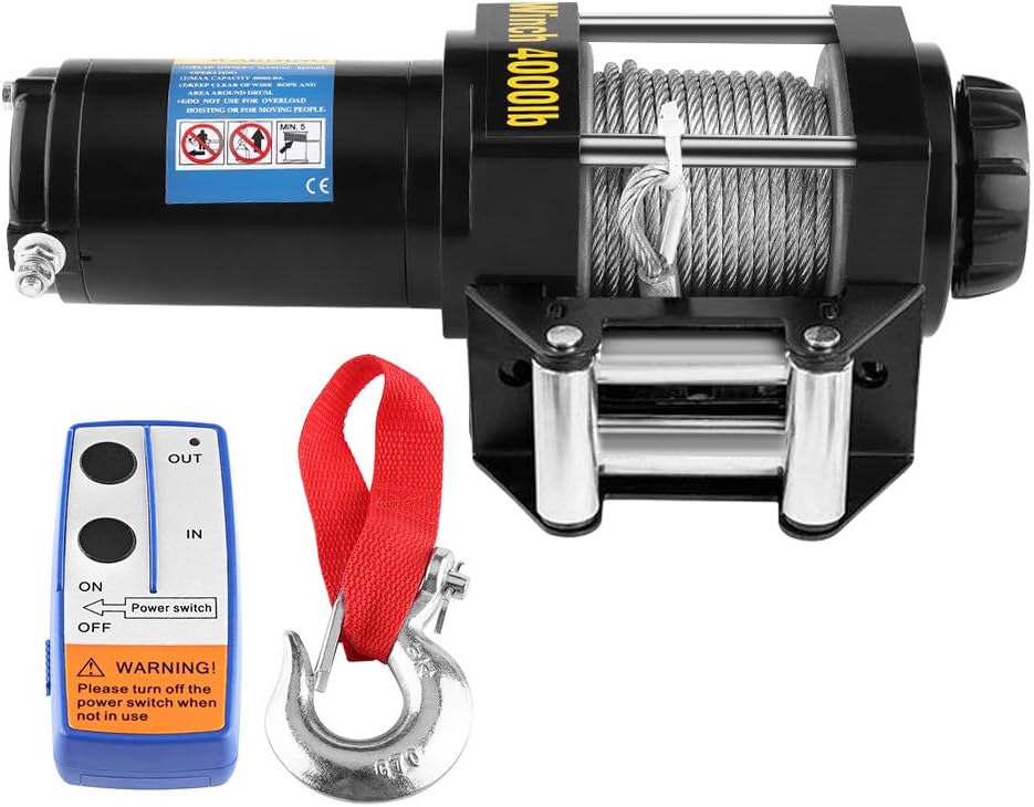 12V Elektrische Seilwinde mit Funkfernbedienung, Motorwinde Flaschenzug Hebezug, Elektrische Seilzug