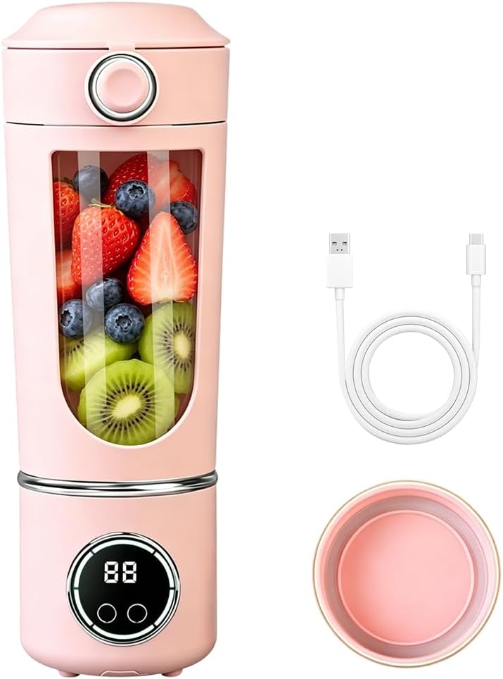 Tragbarer Mixer 700ml, Wiederaufladbar Mini Mixers with Digital Display, Mixer to Go for Milkshakes,