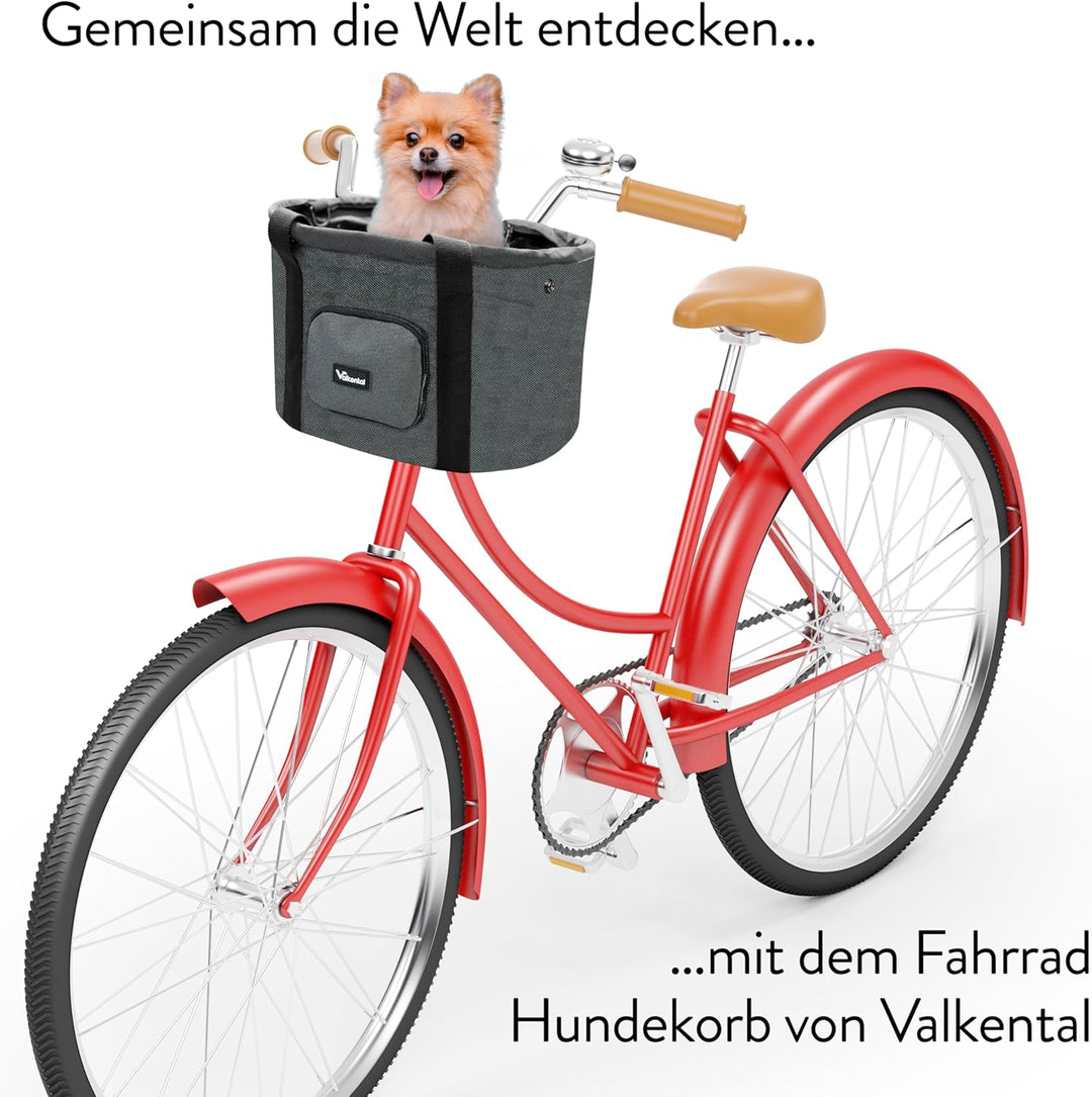 Valkental - Fahrradkorb für Hunde KLICKfix Kompatibel | Ideal als Einkaufskorb | Stabil und Sicher |