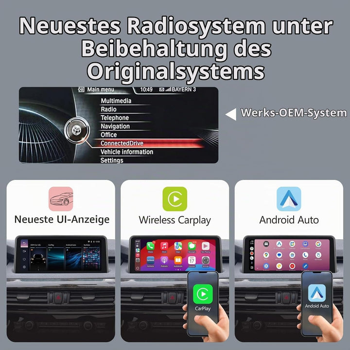 Autoradio mit drahtlosem CarPlay &amp; Android Auto Kompatibel mit BMW X5 X6 Serie F15/F16 (2014-2016)NB