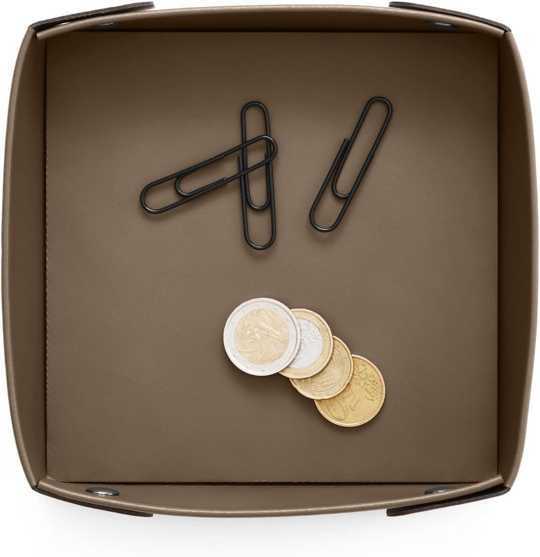 Eglooh - Perseo - Taschenleerer Leder Taubengrau - Schreibtisch-Organizer mit modernem Design - Abla