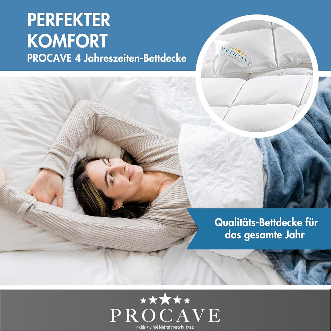 PROCAVE Micro-Comfort 4 Jahreszeiten 240x220 cm Ganzjahresdecke | Microfaser | Steppdecke | Bettdeck