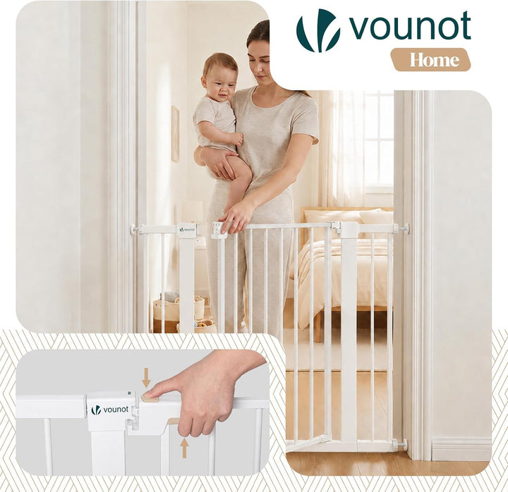 VOUNOT® Treppenschutzgitter ohne Bohren 103-110 cm, Metall Treppengitter Türschutzgitter für Kinder