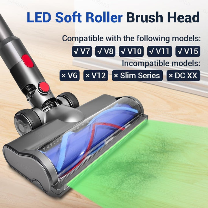 LED Bürste Kompatibel mit Dyson V7 V8 V10 V11 V15 Staubsauger,Austauschbarer Bürstenkopf mit Direkta