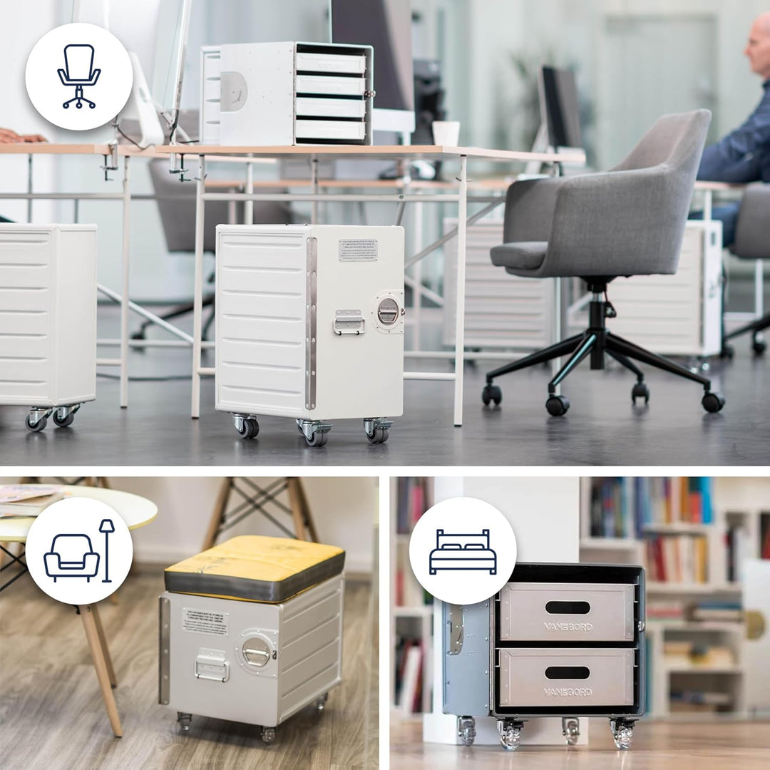 Rollcontainer mit Schubladen, Metallschrank, mobiler Aktenschrank, Schubladenschrank, Industrial Möb