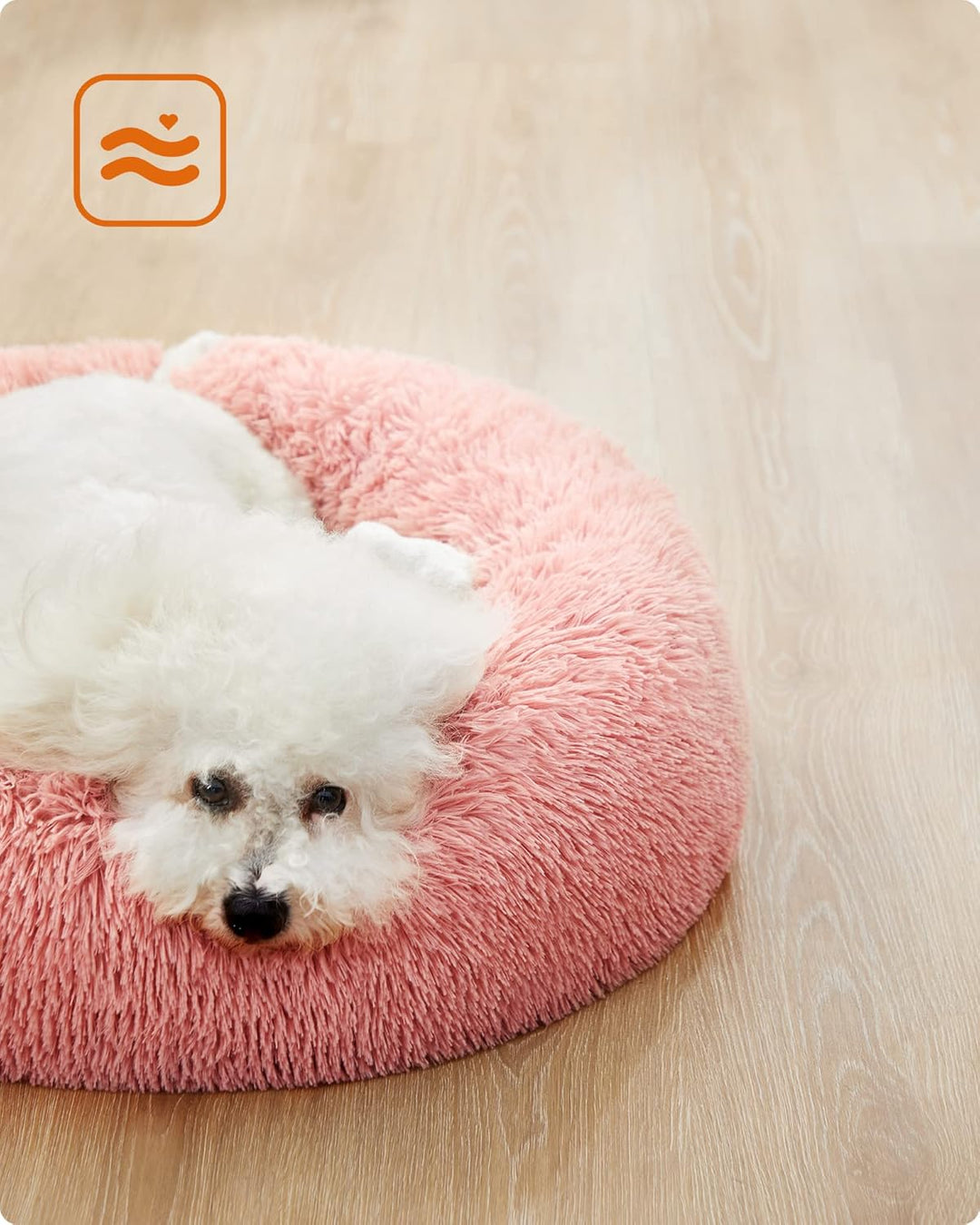 Feandrea Hundebett flauschig, Katzenbett, Donut Kissen, waschbar, Polsterung in der Mitte herausnehm