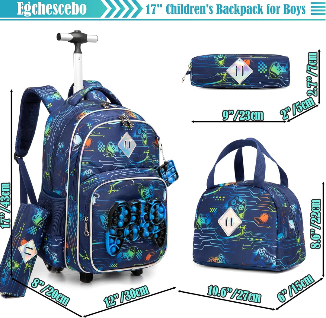 Kinder Rolling Gamepad Rucksack für Jungen Gepäck Koffer mit Rädern Trolley gerollt POP Roller Rucks