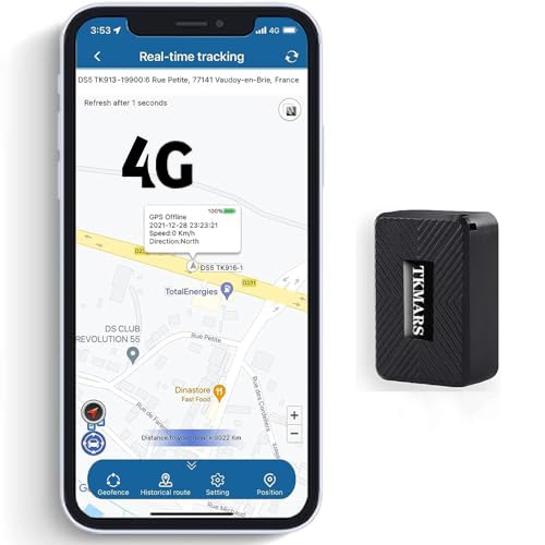 TKMARS 4G Mini GPS Tracker GPS Tracker Auto 25 Tage Standby-Zeit, Stark Magnetisch, Wasserdicht, Ech