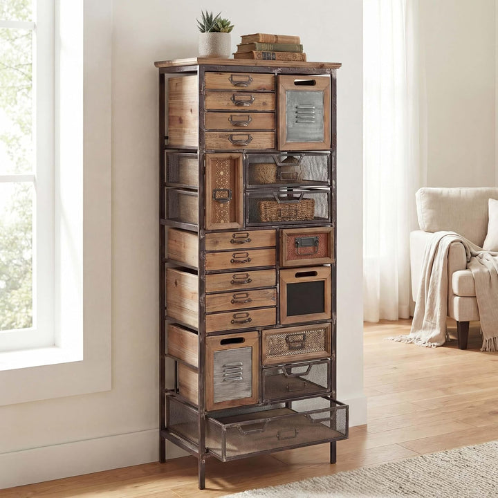 Mendler Apotheker-Schrank HWC-A43, Tanne Holz massiv Vintage, 143x56x33cm | Kommode, Shabby-Look