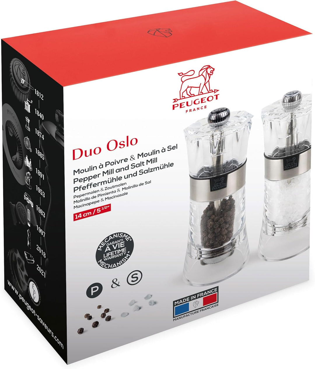 Peugeot 2/34559 OSLO Pfeffer- und Salzmühlenset, Acryl Pfeffer und Salzmühlenset, Pfeffer und Salzmü
