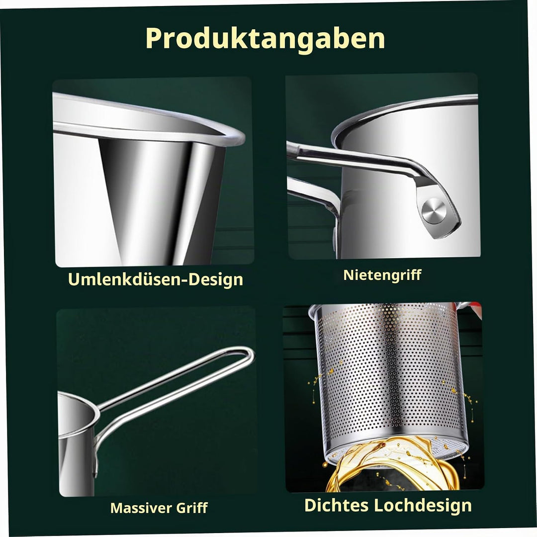 Mini Fryer Frittyer Edelstahl Fritteuchsen Topf mit Anti Scenen Griff Fritteuchsenpfanne mit Korb Mi