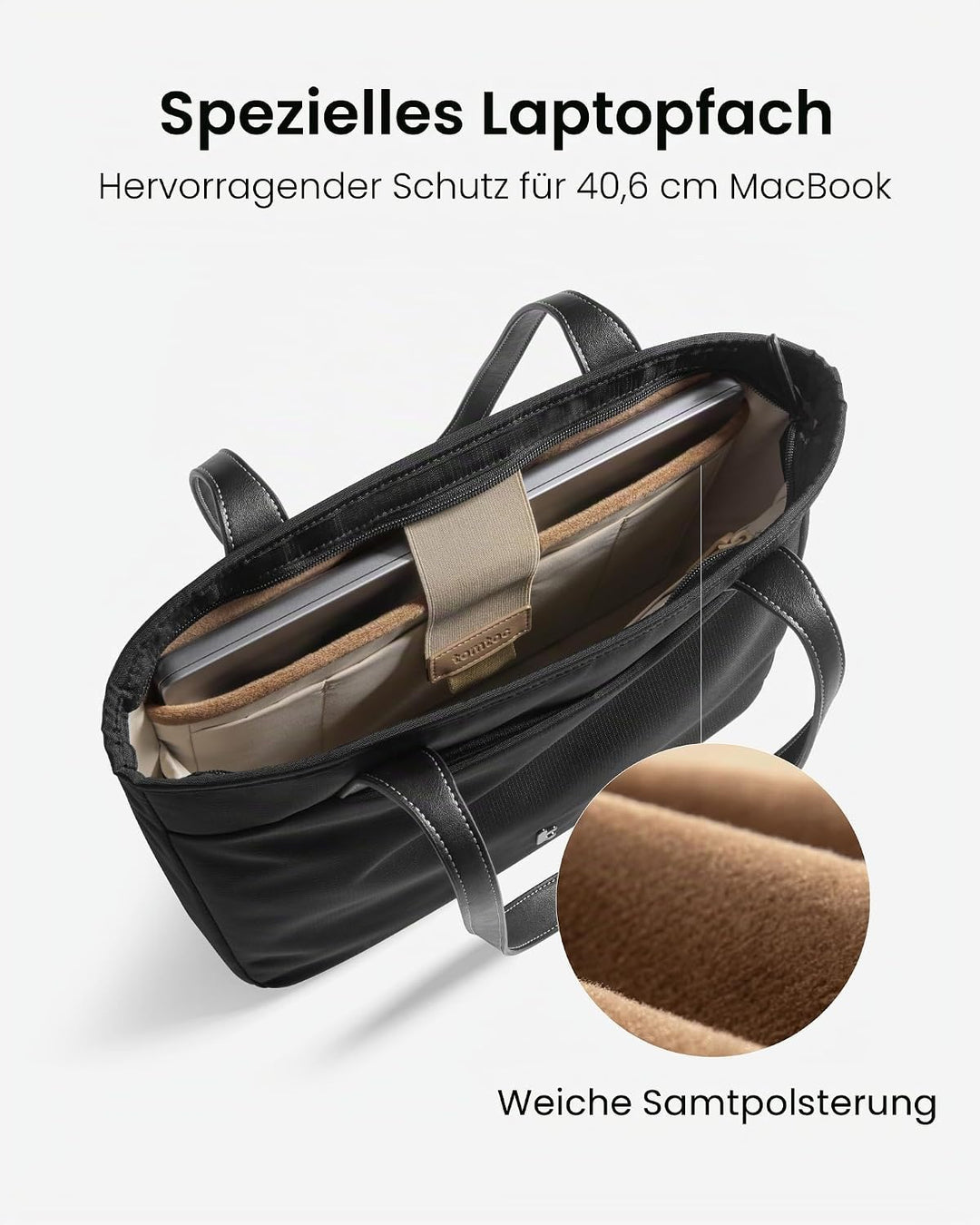tomtoc Laptop Tote Bag für Damen, 15-16 Zoll Laptop Arbeitstasche mit Gerätefach für MacBook, 12,5L
