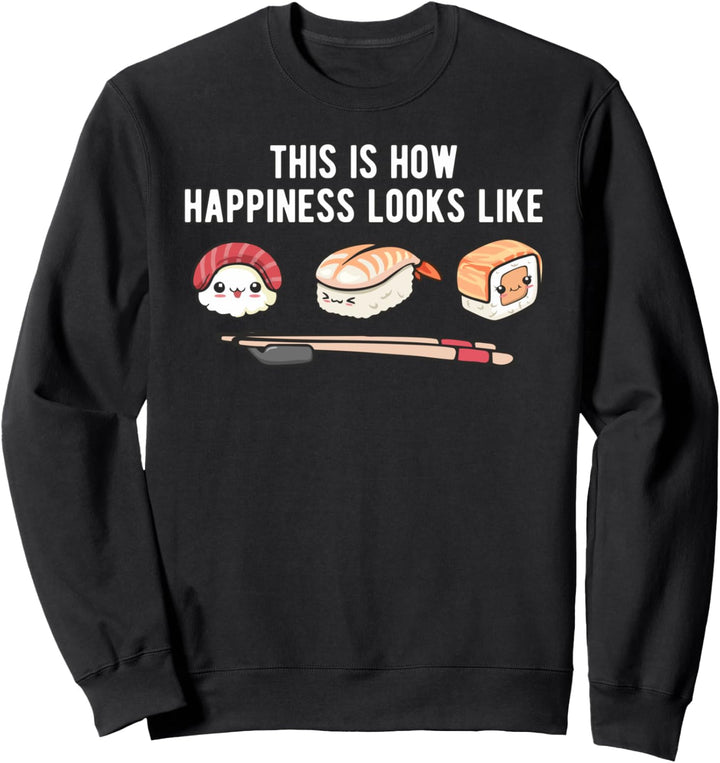 Happy Sushi Set Funny Japanese Food Lover Kawaii Rice Art Sweatshirt