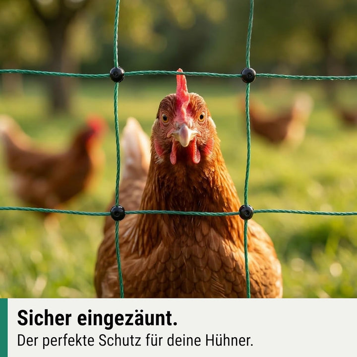 Agrarzone® Mobiler Hühnerzaun Geflügelzaun mit Strom [Grün - 25m x 106cm] - Weidezaun für Hühner mit