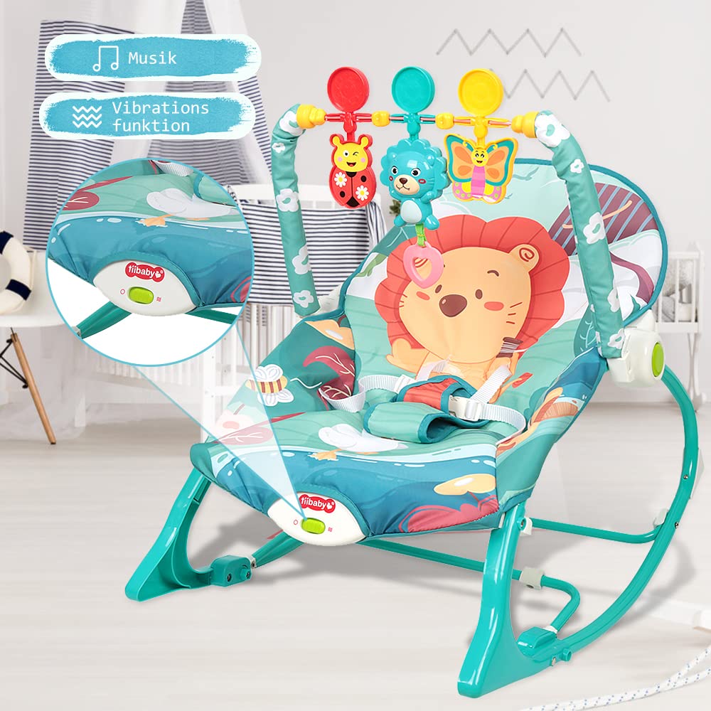 Baby Wippe mit Beruhigenden Vibrationen, Babyschaukel Elektrisch mit Liegefunktion, Verstellbare Rüc