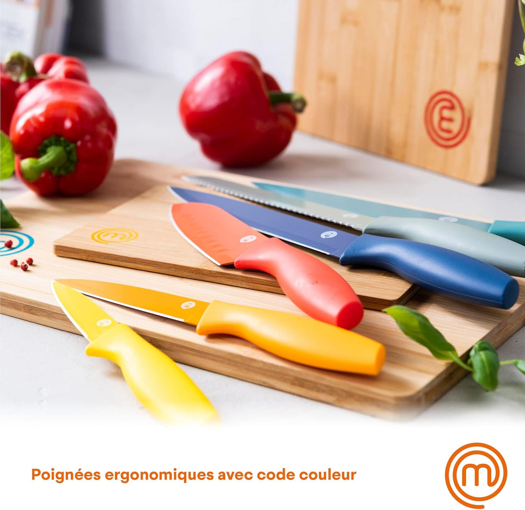 MasterChef Messer Set, Küchen Messerset ink. Kochmesser, Gemüsemesser, Schälmesser, Schneidemesser &