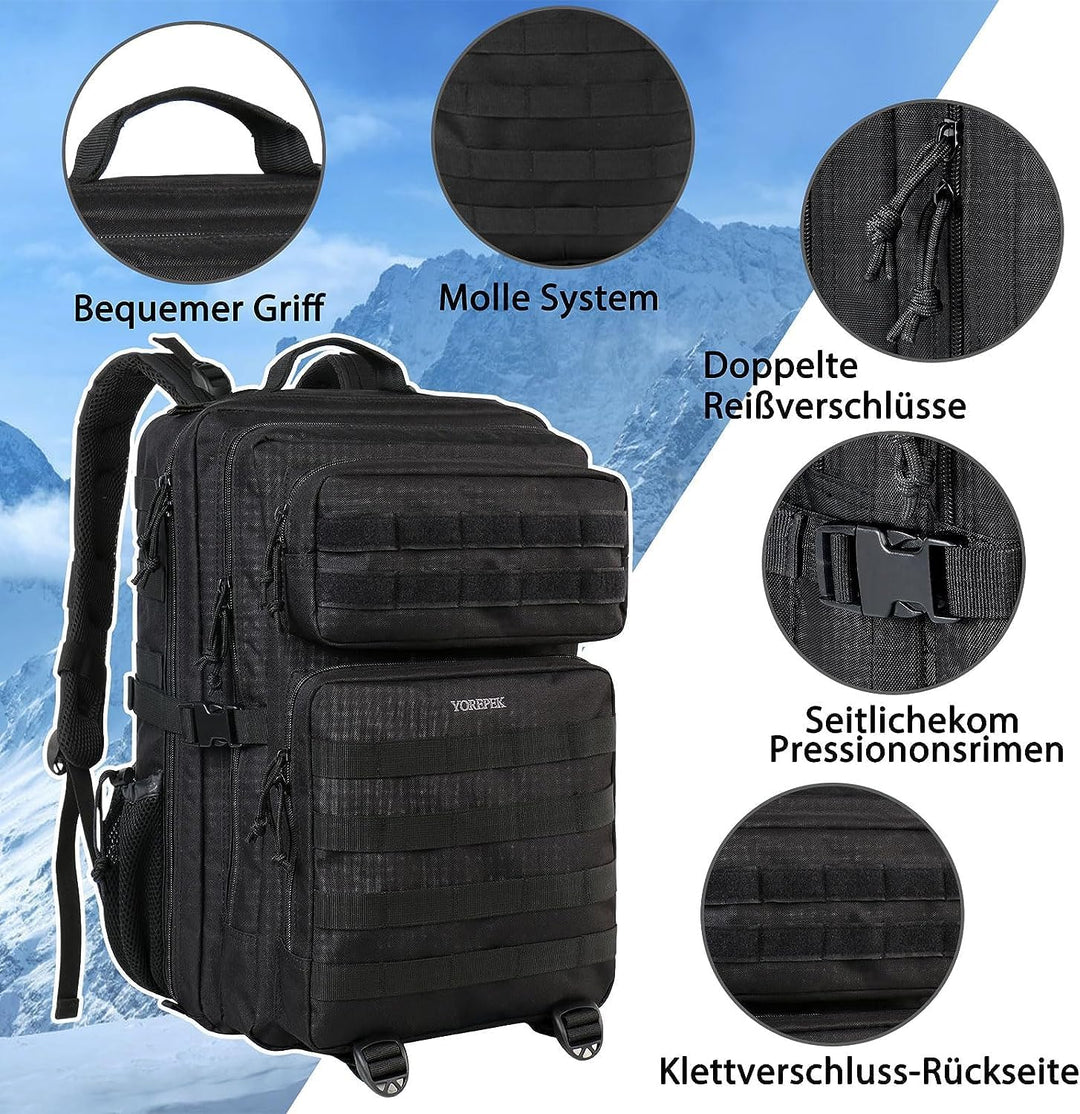 YOREPEK Grosser Militär Rucksack Herren, 40L Outdoor Armee Wasserdicht Taktischer Bundeswehr Rucksäc