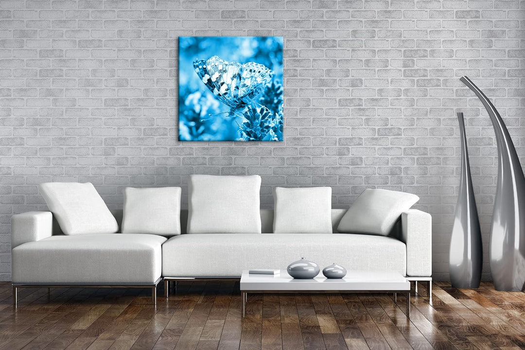 deyoli süsser Schmetterling Format: 60x60 Effekt: Monocrome Blau als Leinwandbild, Motiv fertig gera
