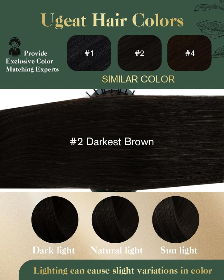 Ugeat Echthaar Extensions Clip in Braun Remy Echthaar 45cm Clip in Extensions Echthaar Double Weft D