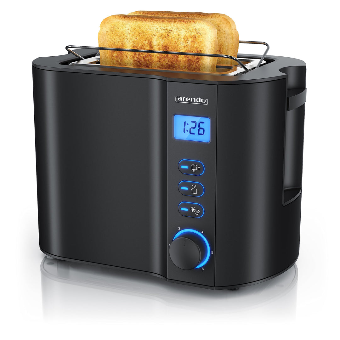 Arendo - Toaster 2 Scheiben Edelstahl mit Restzeitanzeige - 800 Watt - Doppelwandgehäuse - Integrier