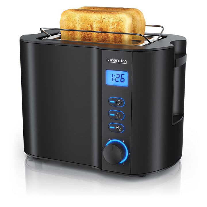 Arendo - Toaster 2 Scheiben Edelstahl mit Restzeitanzeige - 800 Watt - Doppelwandgehäuse - Integrier
