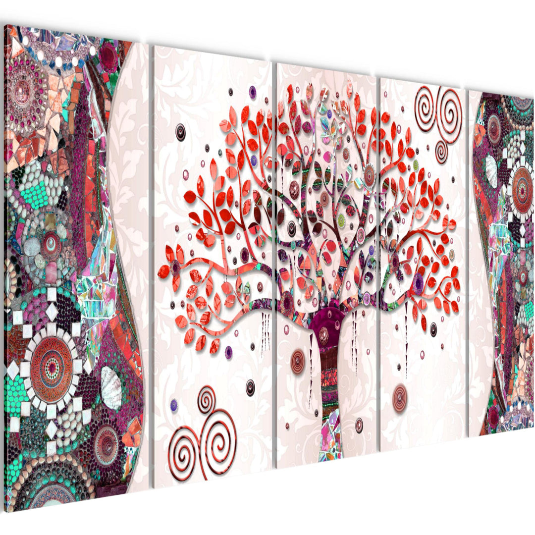 Runa Art Bild Gustav Klimt - Baum des Lebens Wandbilder auf Vlies Leinwand 5 Teilig Wanddekoration W