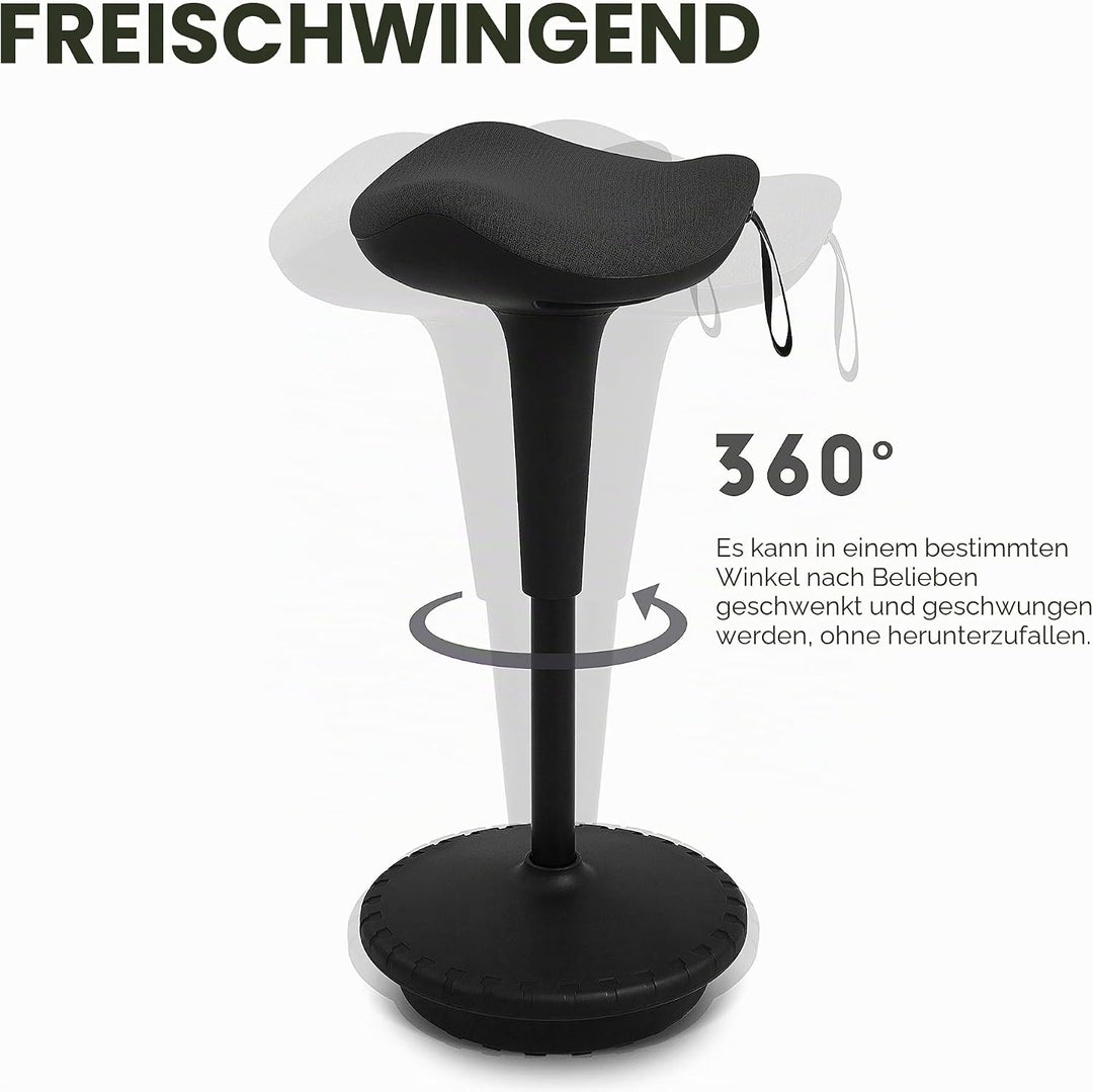 IWMH Ergonomischer Arbeitshocker, Hochverstellbare Stehhilfe, Atmungsaktiver Sitz-Steh-Hocker 360° D