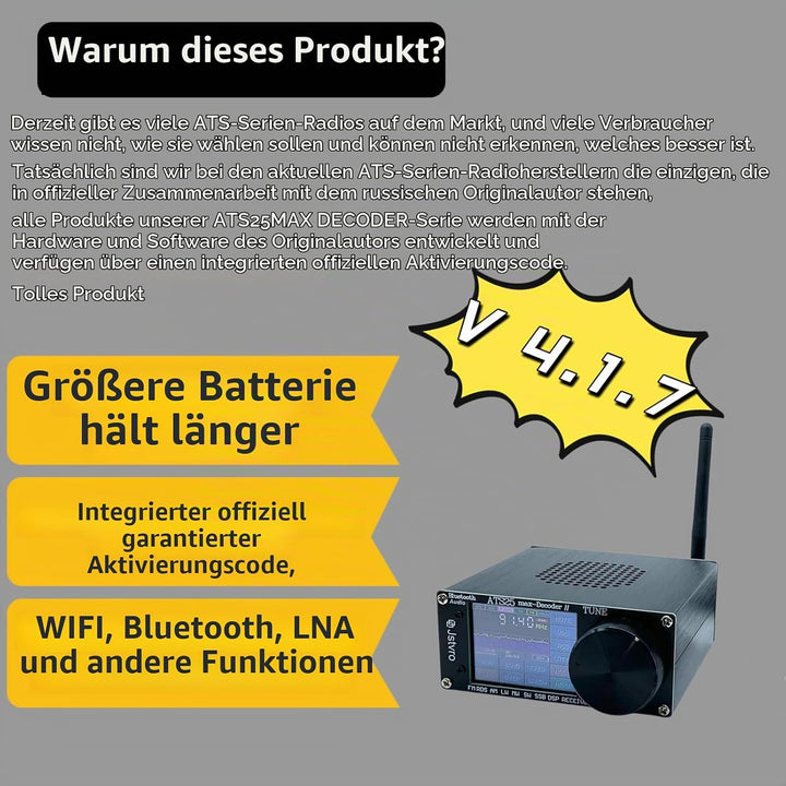 Irfora ATS-25MAX Decoder V2 2,4-Zoll-Touchscreen Tragbarer Vollband-Radioempfänger mit HAM-Frequenzm