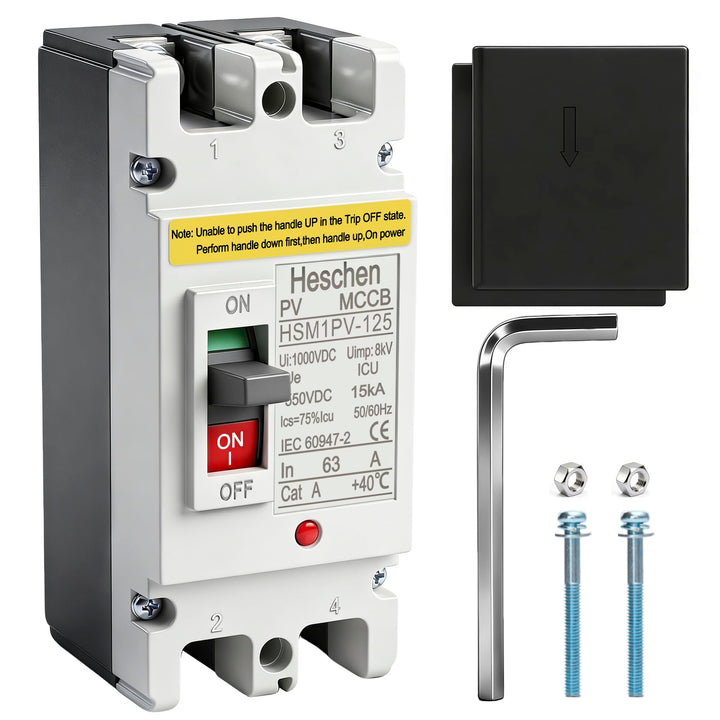 Heschen DC-Leistungsschalter MCCB, 2-polig, DC550V, Photovoltaik-Leistungsschalter, für PV-Solaranla