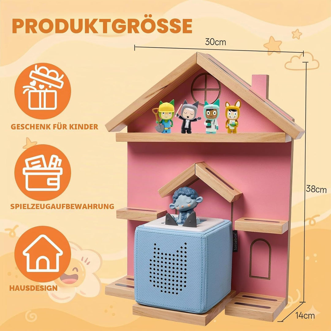 Gieanoo Rosa für Tonie Regal, Kiefernholz Schwimmende Wandregale Kompatibel mit Toniebox 1 und 2, Ma