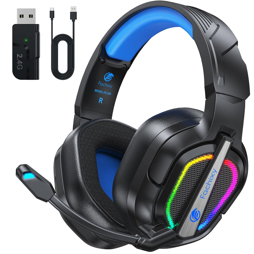 Fachixy Wireless Gaming Headset mit Mikrofon für PS5, PS4, PC, Switch &amp; Mac