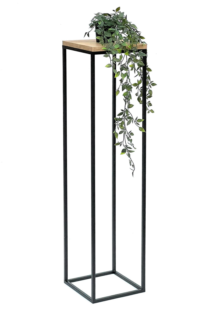 DanDiBo Blumenhocker Metall Holz Schwarz Eckig 100 cm Blumenständer Beistelltisch 96353 Blumensäule
