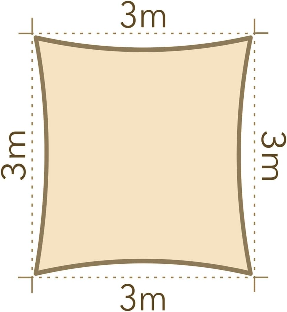 Sonnensegel luftdurchlässig 3m Quadrat Sonnenschutz HDPE - Cream Cream 3m quadrat HDPE, Cream 3m qua