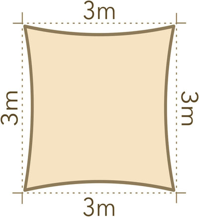 Sonnensegel luftdurchlässig 3m Quadrat Sonnenschutz HDPE - Cream Cream 3m quadrat HDPE, Cream 3m qua