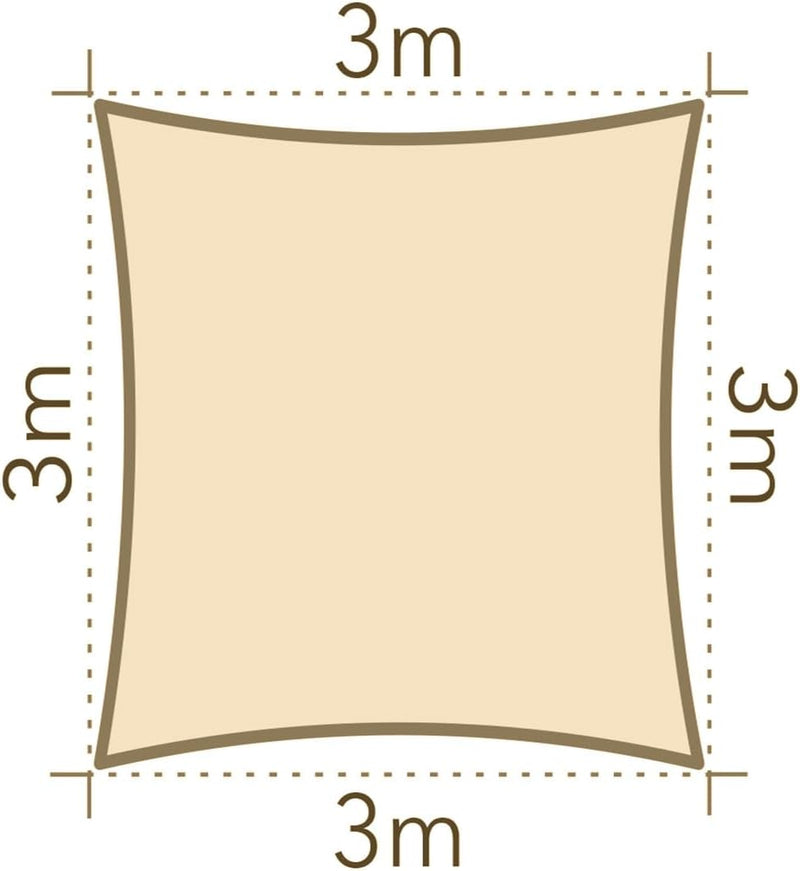 Sonnensegel luftdurchlässig 3m Quadrat Sonnenschutz HDPE - Cream Cream 3m quadrat HDPE, Cream 3m qua