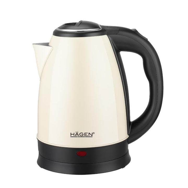Hagen, Kompakter elektrischer Wasserkocher aus Edelstahl, Elegantes Design, 360° Basis, Kapazität 1,