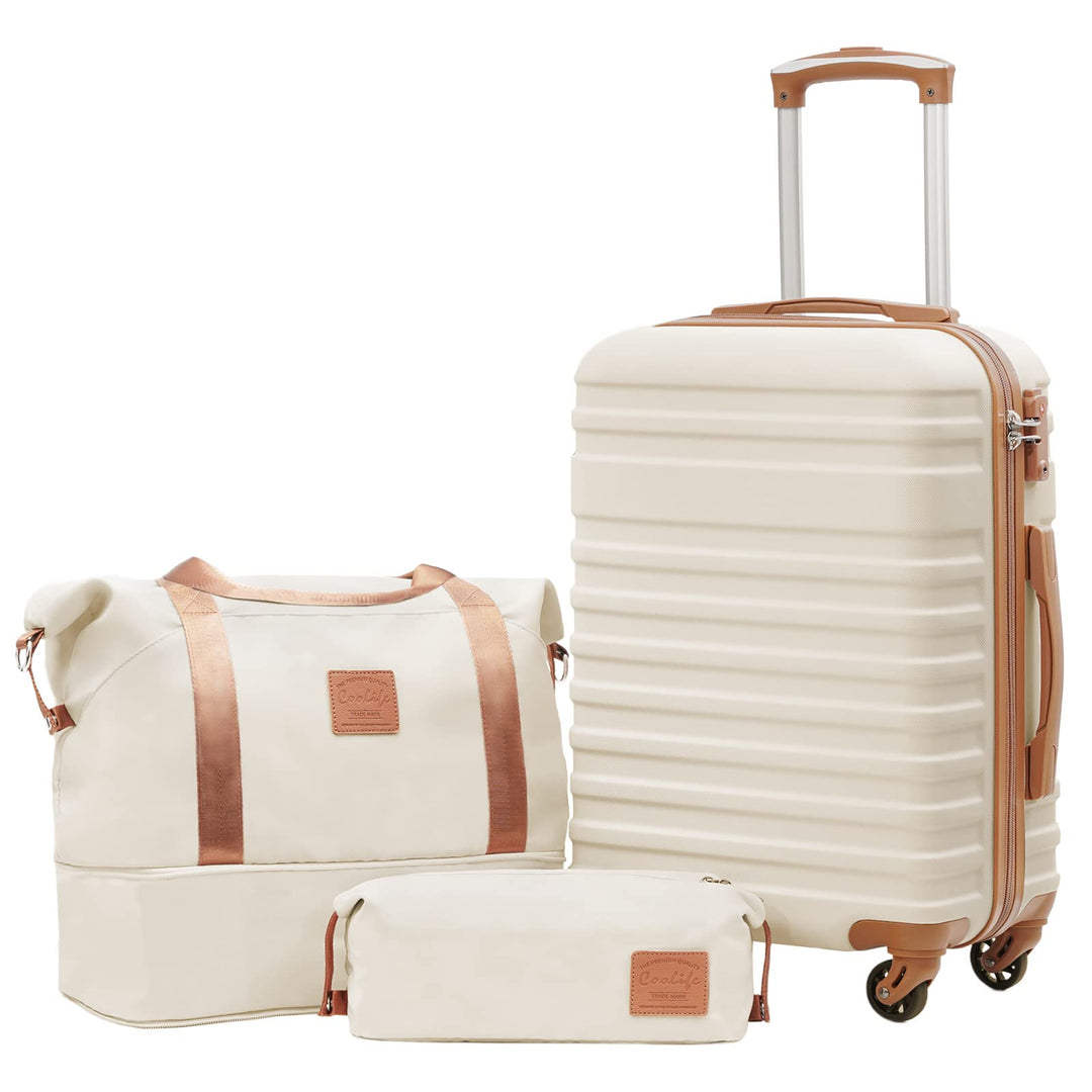 COOLIFE Koffer Trolley Koffer Reisekoffer von ABS Hartschalen Trolley 4 Rollen TSA-Schloss Der Koffe