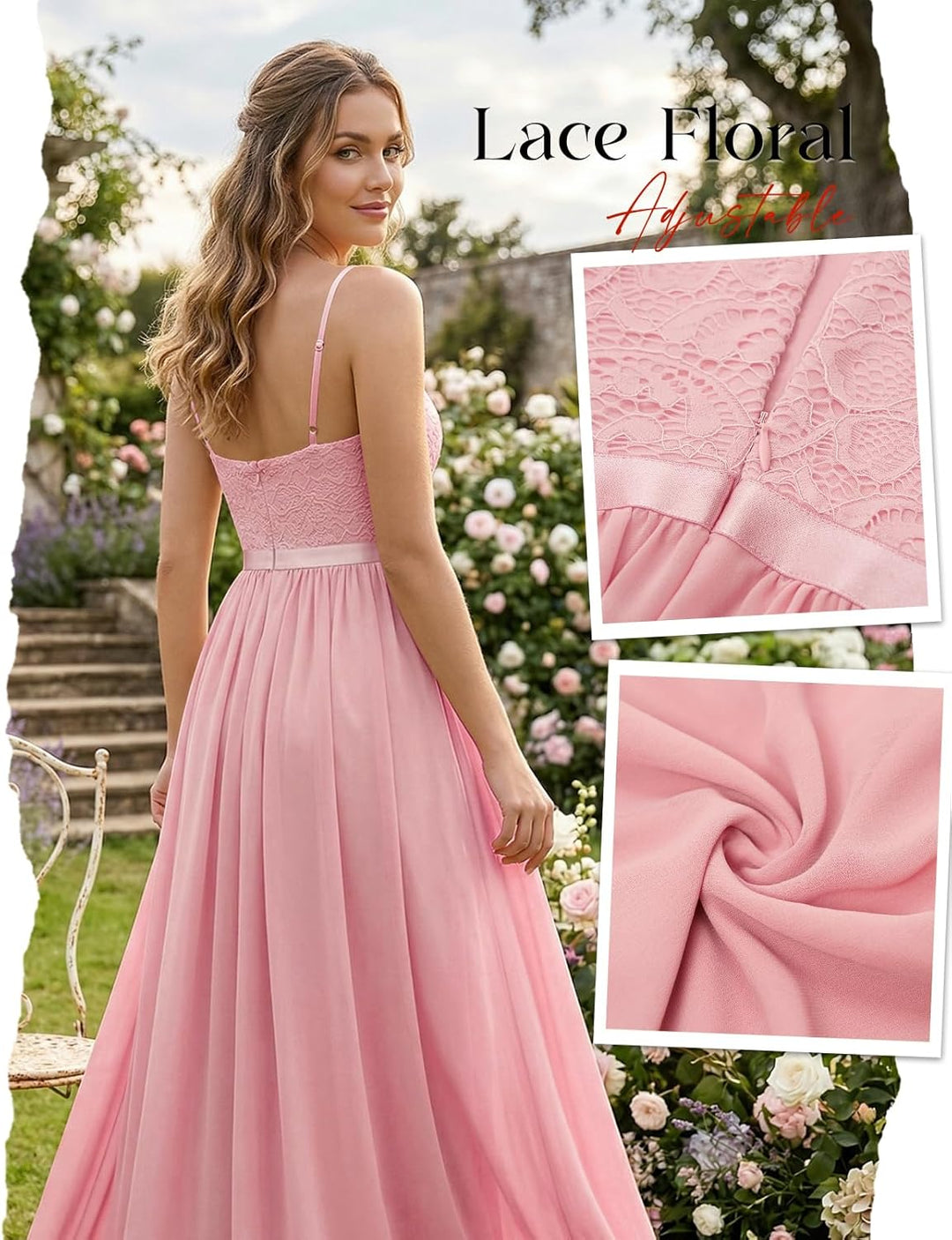DRESSTELLS Damen Abendkleider Elegant für Hochzeit Brautjungfernkleider Lang Chiffon Brautjungfernkl
