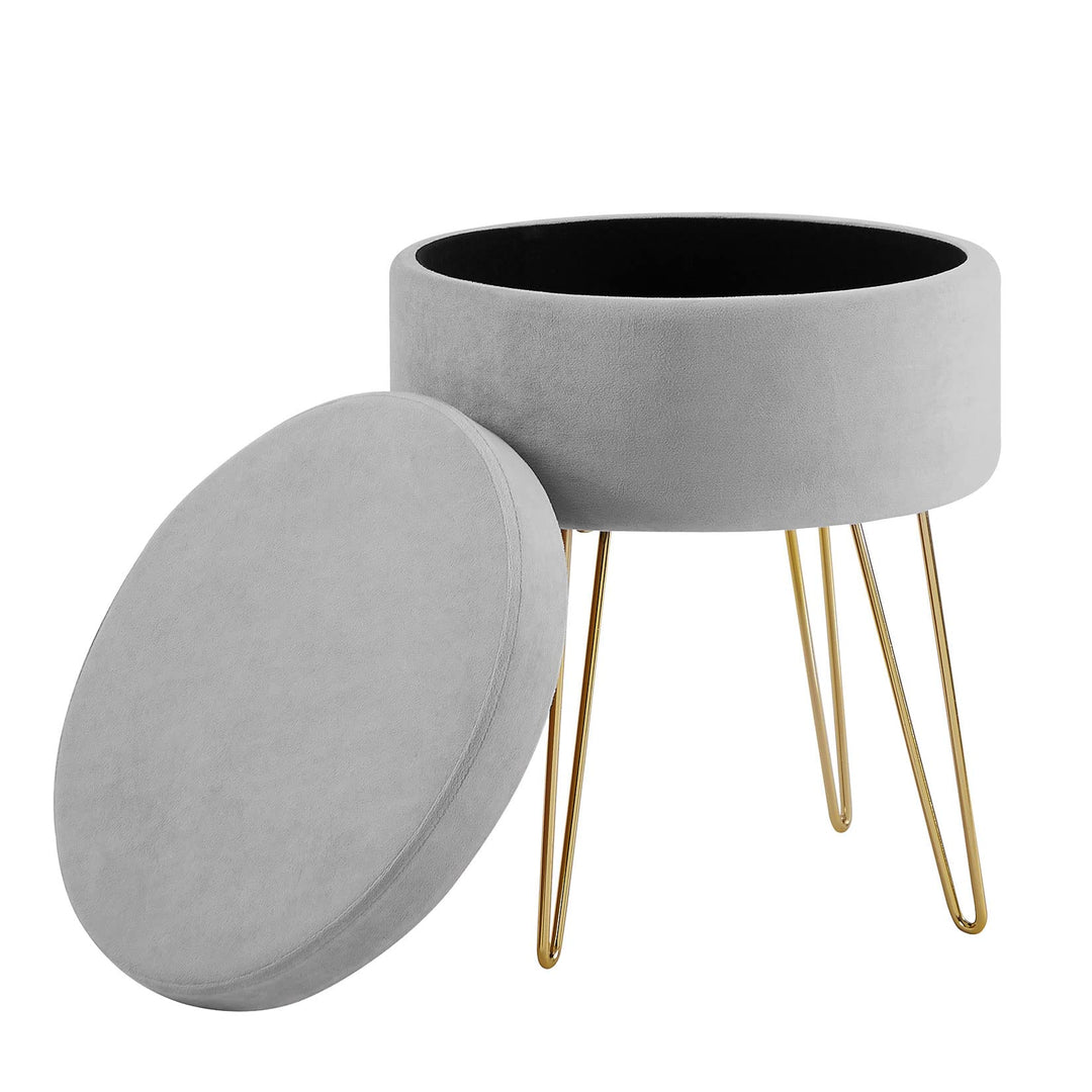 Zedelmaier Runder Sitzhocker Schminktisch Hocker Ottoman Gepolsterter Hocker Abnehmbarer Bezug Metal