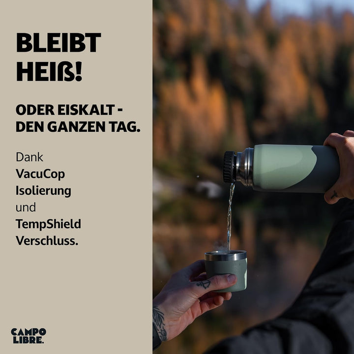 Campo Libre. Jaco® Thermoskanne 1L, 750ml, 500ml I Thermos mit Becher I Unsere Thermosflasche mind.