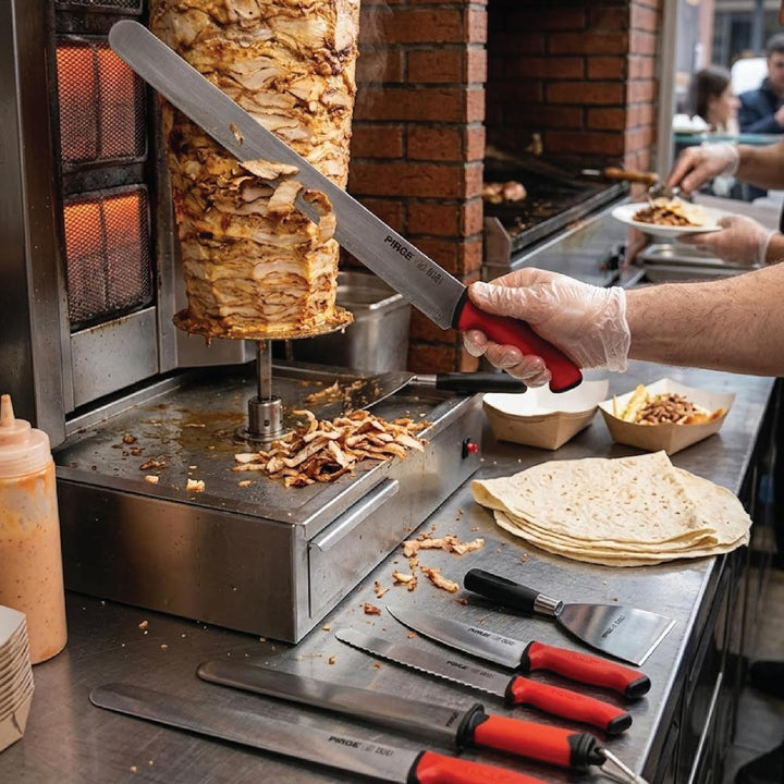 Pirge Profi Kebab Messer Set für Döner Shop - Döner Messer Set 6 TLG - 55 cm Döner Kebab Messer - 21
