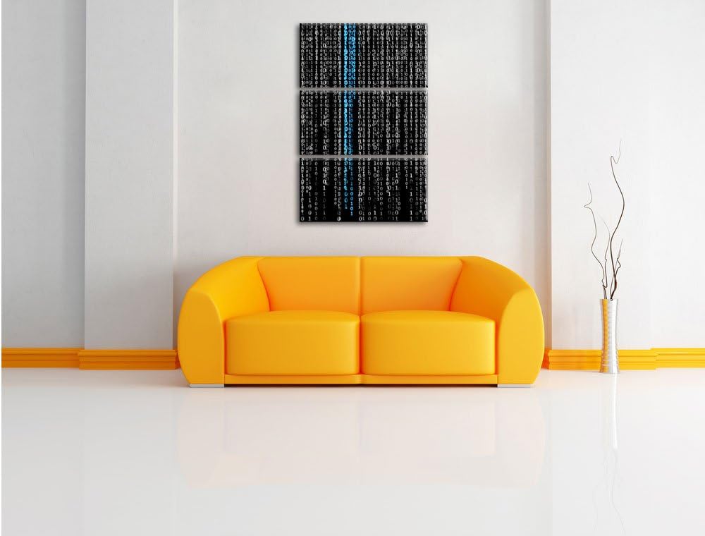 Pixxprint Matrix Zahlen schwarz/weiss / 3-Teilig/Gesamtmass 120cm Leinwandbild bespannt auf Holzrahm