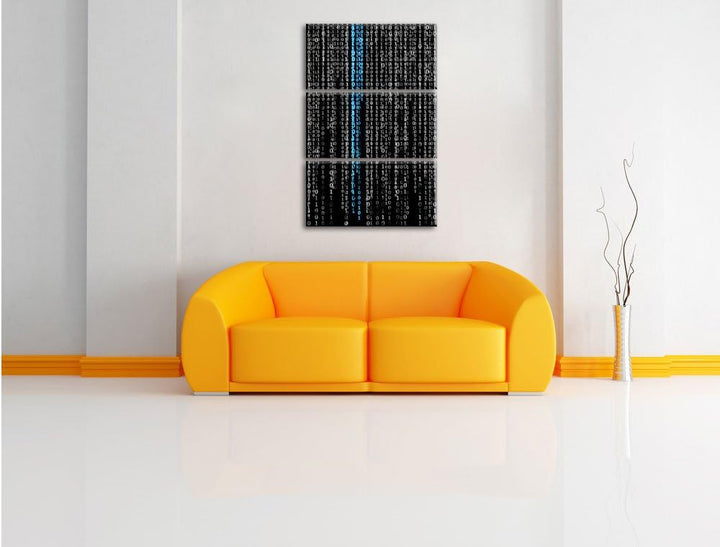 Pixxprint Matrix Zahlen schwarz/weiss / 3-Teilig/Gesamtmass 120cm Leinwandbild bespannt auf Holzrahm