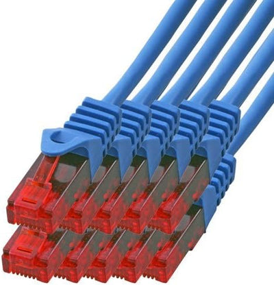 BIGtec - 10 Stück - 30m Gigabit Netzwerkkabel Patchkabel Ethernet LAN DSL Patch Kabel blau ( 2x RJ-4