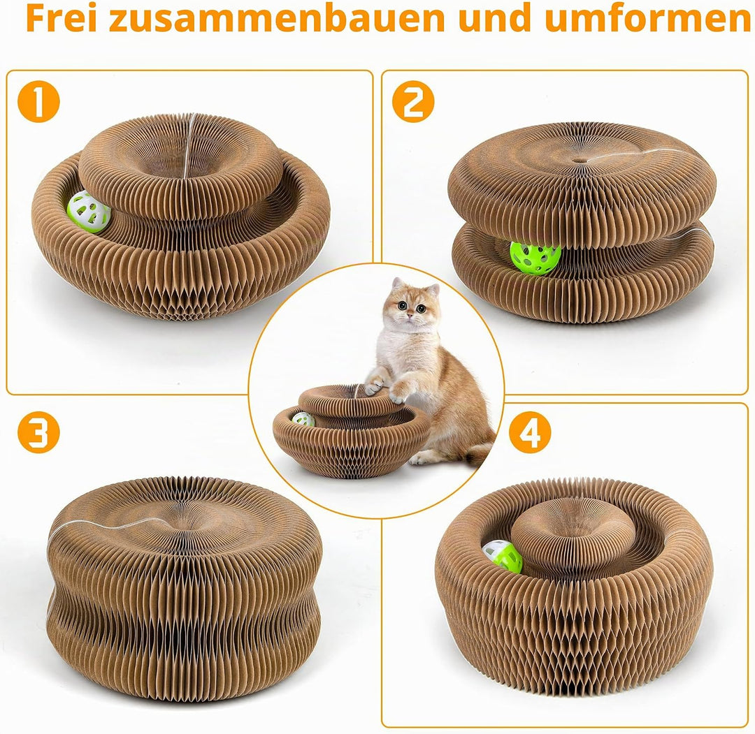 Kratzbrett Katze, 2-in-1 Cat Kratzbrett mit Glöckchen, Magische Orgel Cat Scratching Board, Zusammen