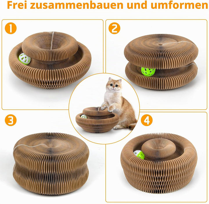 Kratzbrett Katze, 2-in-1 Cat Kratzbrett mit Glöckchen, Magische Orgel Cat Scratching Board, Zusammen