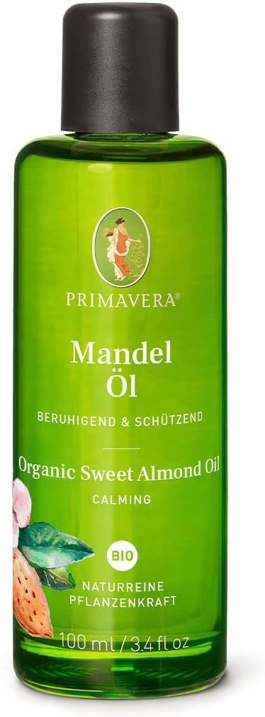 PRIMAVERA Pflegeöl Mandelöl bio 100 ml – naturreine Pflanzenkraft – Glasflasche – Aromaöl, Körperöl,