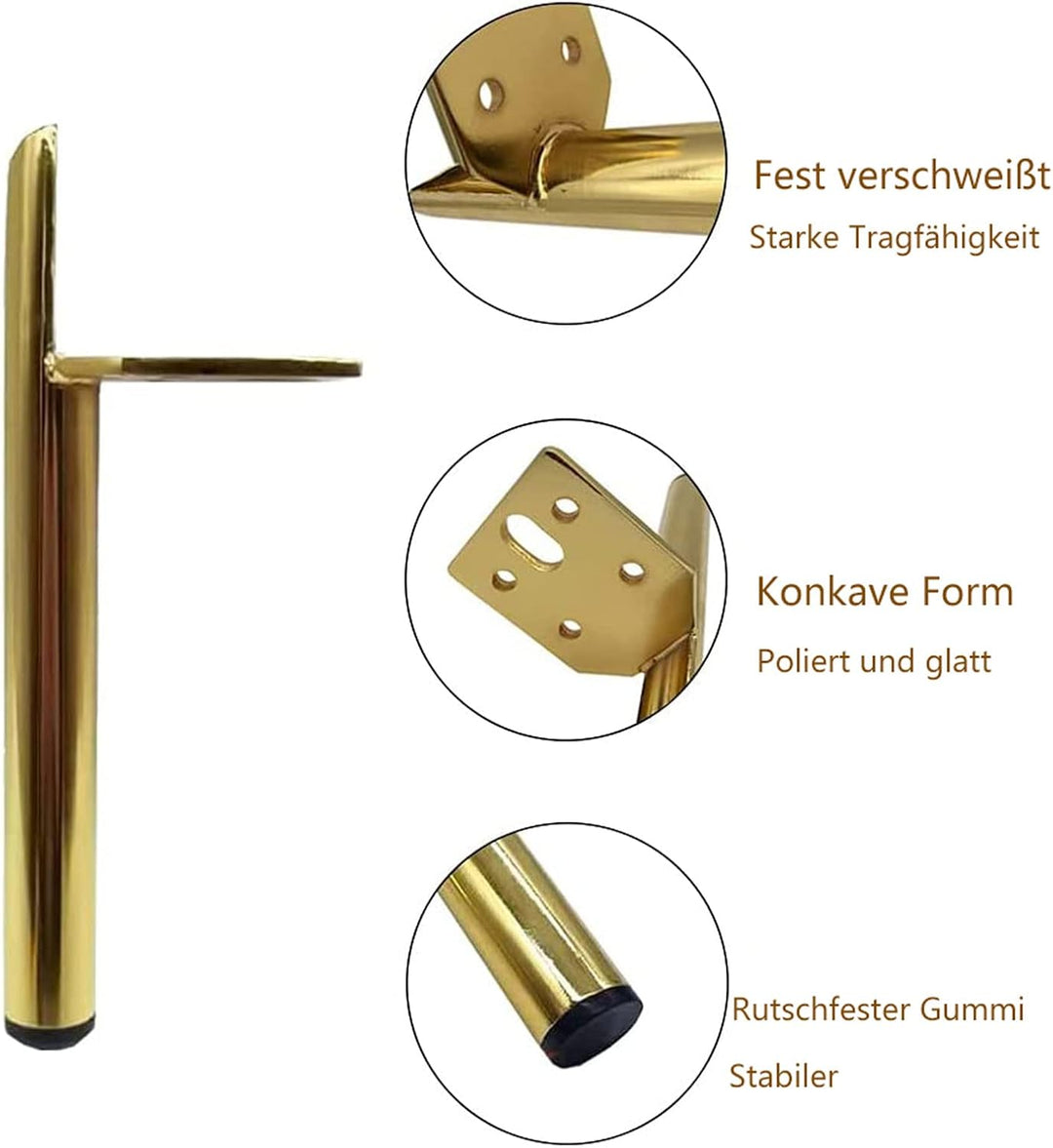 4 Stück Ersatz Möbelfüsse Metall, 6" / 15cm Schwarz Möbelfüsse, DIY Möbel Füsse Tischbeine Schrankfü
