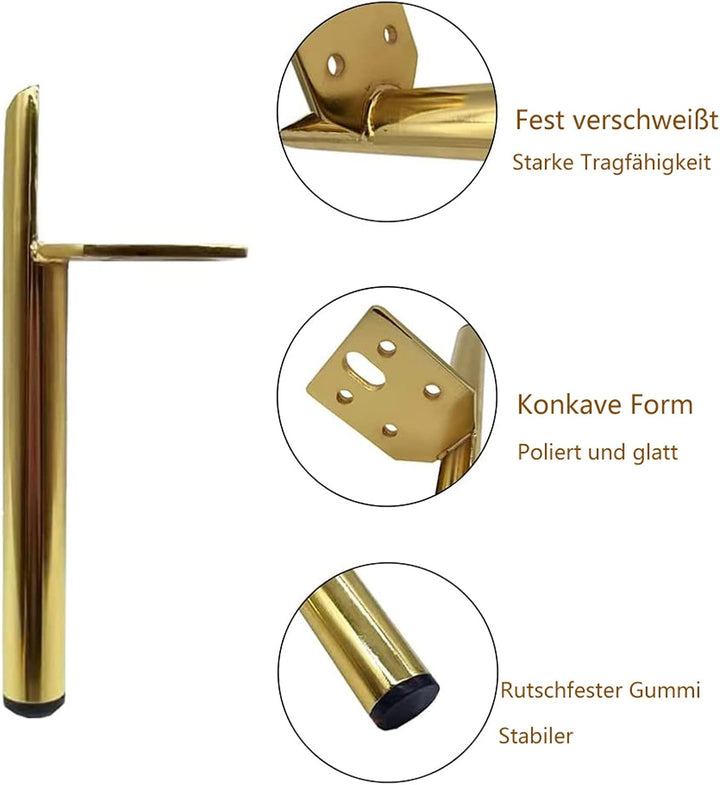 4 Stück Ersatz Möbelfüsse Metall, 6" / 15cm Schwarz Möbelfüsse, DIY Möbel Füsse Tischbeine Schrankfü