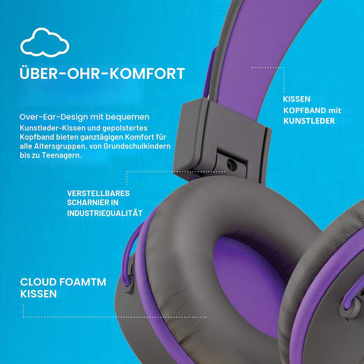 JLab Kopfhörer Kinder, JBuddies Over Ear Kinder kopfhörer mit Kabel, Kid Safe Lautstärkebegrenzung,
